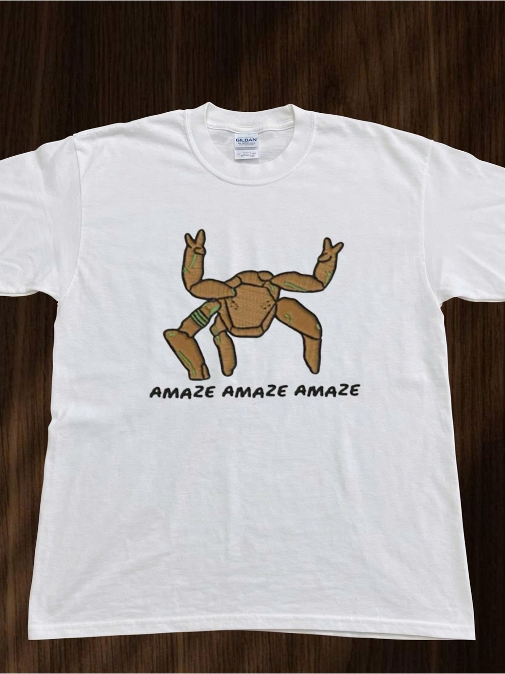 Gildan White Tee with Stylized Brown Crab Graphic